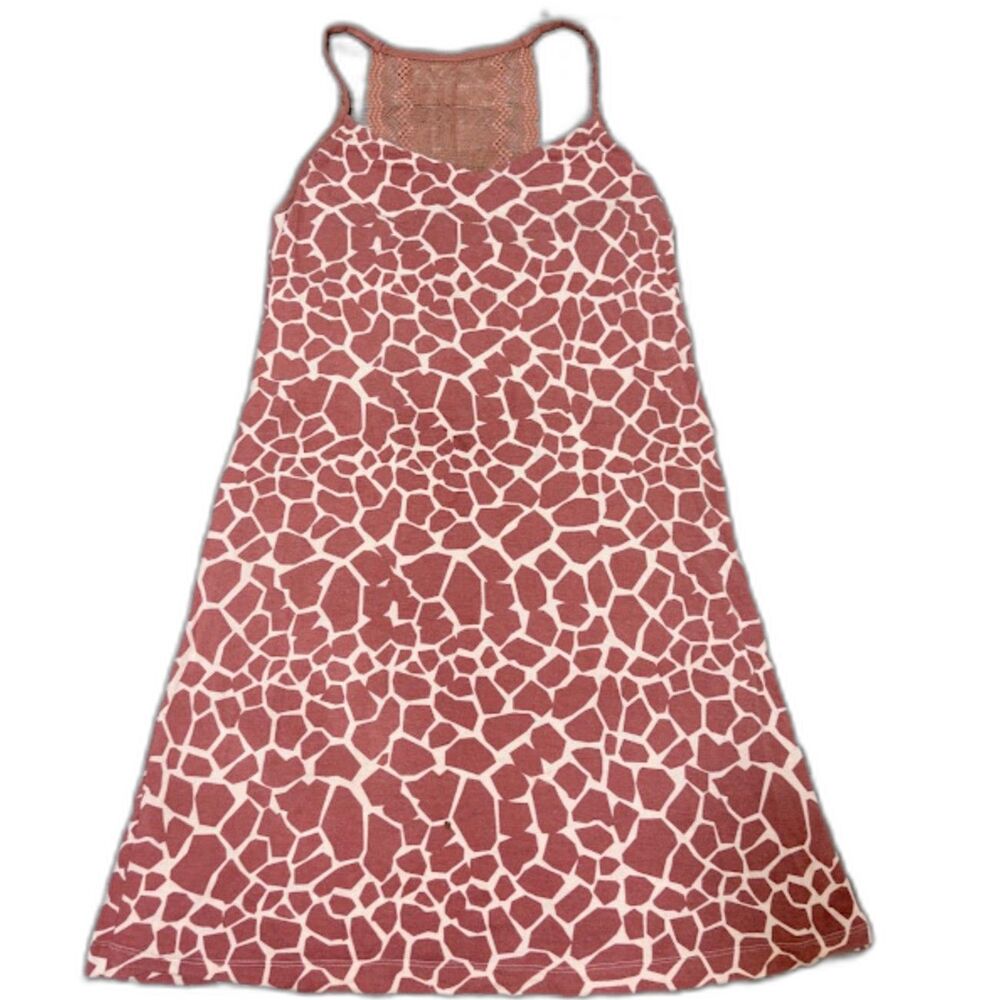 SOMA Nightgown M Giraffe Print Lace Back Shelf Bra Romantic Loungewear Mobwife
